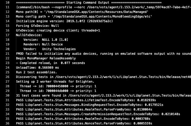 Unity player&rsquo;s own message, printed on the first and last line, was never removed.
